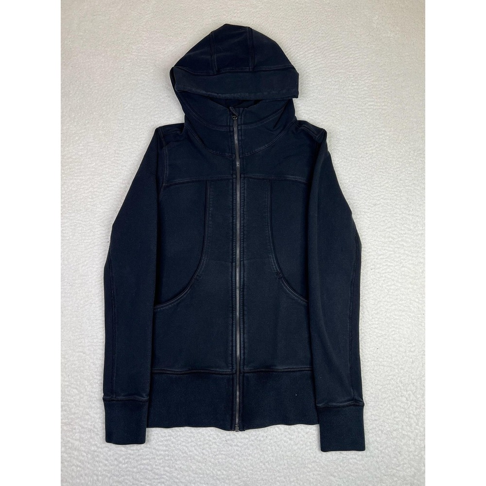 Lululemon Hoodie Sweatshirt Womens Small Black‎ Full Zip Fleece High Neck